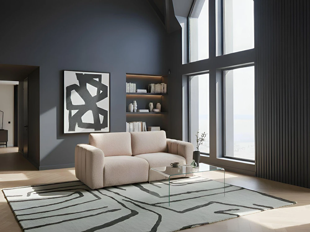 Beliani Dvivietė modulinė sofa KIVVIK Bouclé, smėlio spalvos