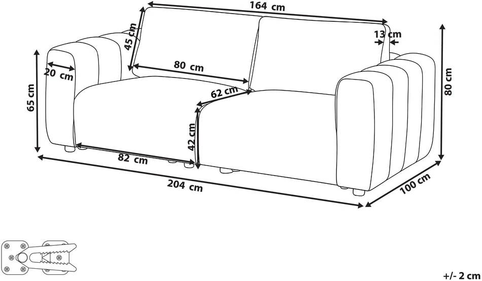 Beliani Dvivietė modulinė sofa KIVVIK Bouclé, smėlio spalvos