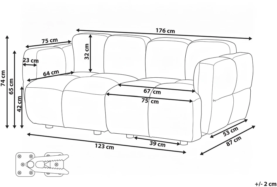 Beliani Dvivietė modulinė sofa „MAKSABERG“, smėlio pilkos spalvos