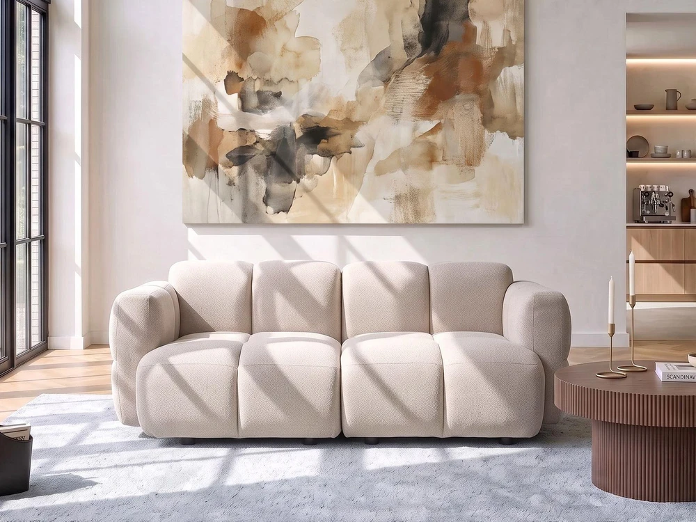 Beliani Dvivietė modulinė sofa MAKSABERG, smėlio spalvos