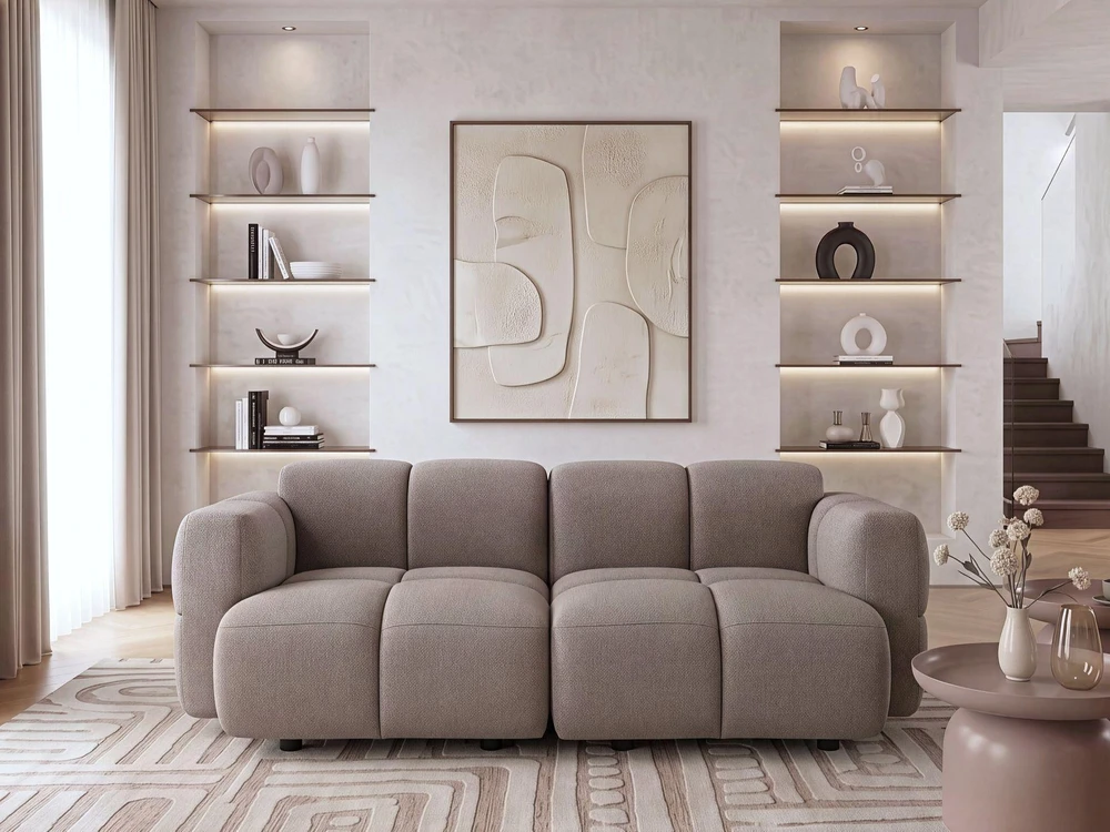 Beliani Dvivietė modulinė sofa „MAKSABERG“, smėlio pilkos spalvos