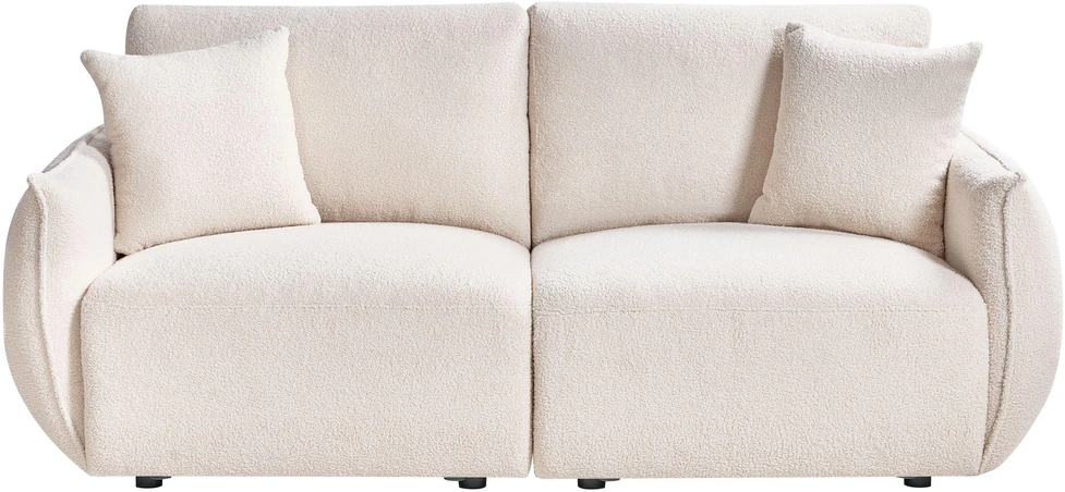 Beliani Dvivietė modulinė sofa MESNALI Boucle, kreminė balta