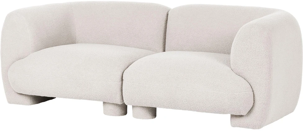 Beliani Dvivietė modulinė sofa MJALBI, kreminės baltos spalvos „Boucle“ audinys
