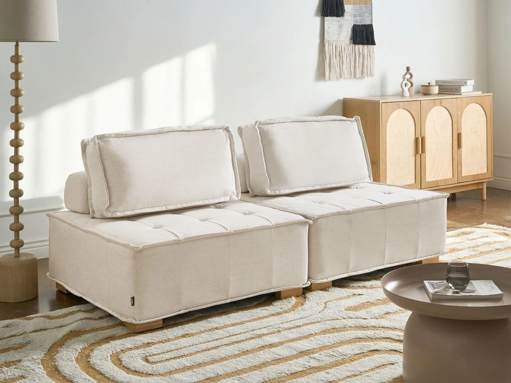 Beliani Dvivietė modulinė sofa TIBRO, balkšva