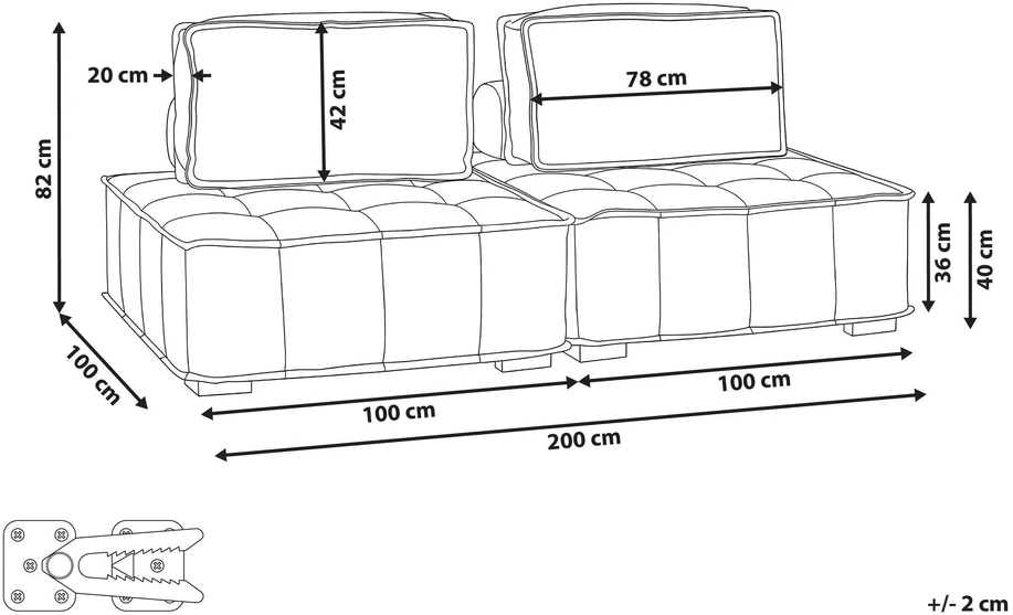 Beliani Dvivietė modulinė sofa TIBRO, balkšva