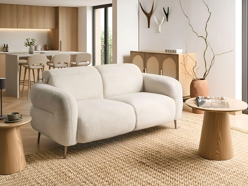 Beliani Dvivietė sofa ARTUNA Bouclé, balkšva