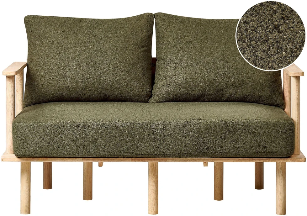 Beliani Dvivietė sofa ASKER Boucle tamsiai žalia