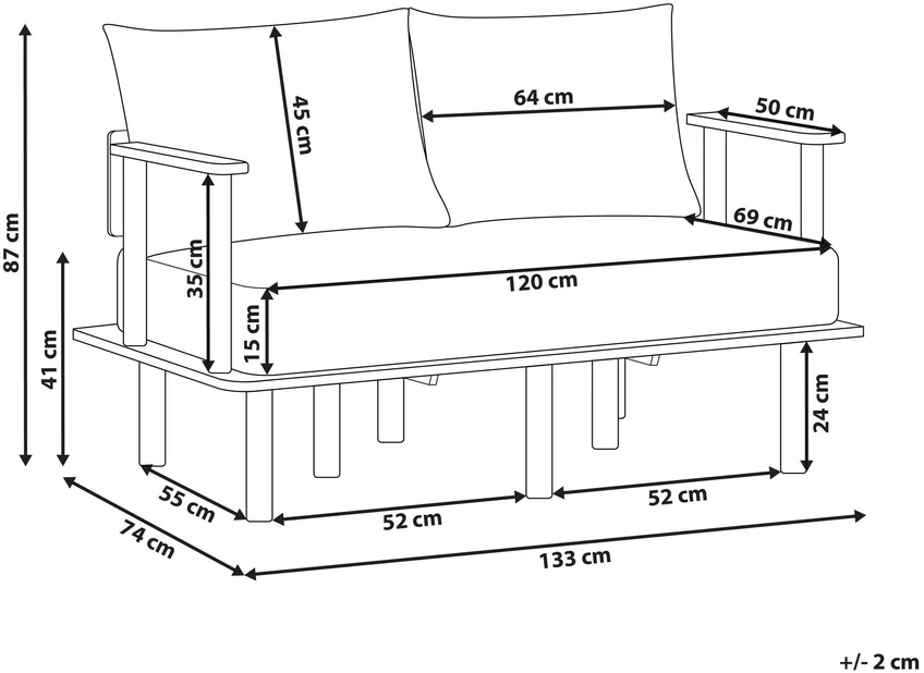 Beliani Dvivietė sofa ASKER Boucle tamsiai žalia