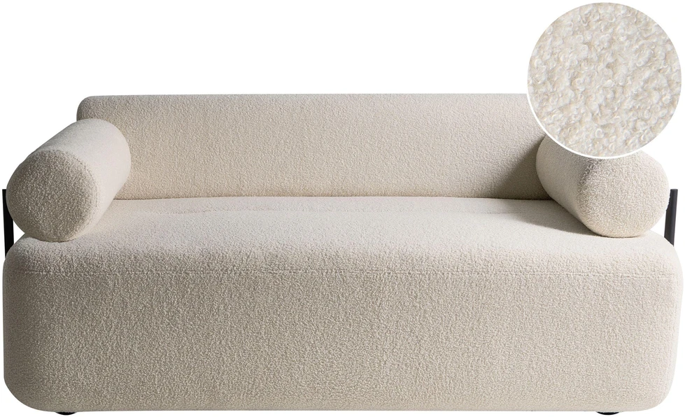 Beliani Dvivietė sofa ELVA Boucle, kreminė balta