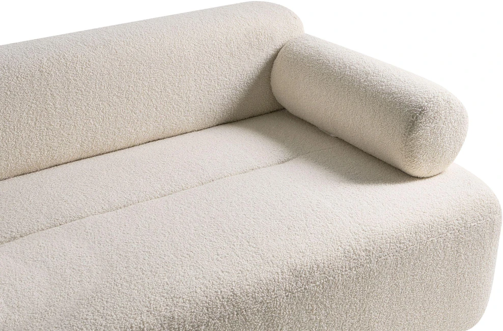 Beliani Dvivietė sofa ELVA Boucle, kreminė balta