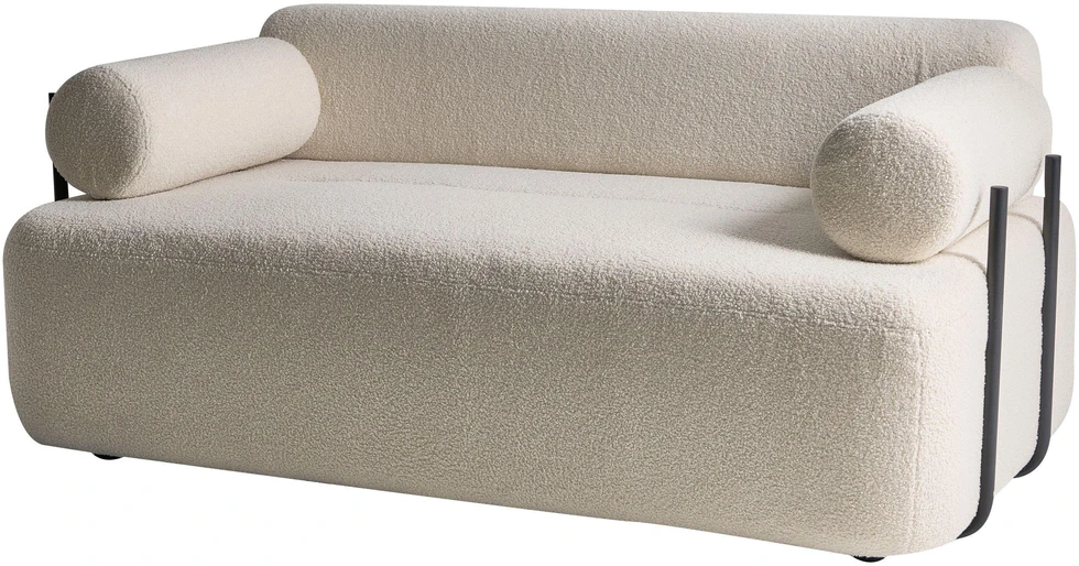 Beliani Dvivietė sofa ELVA Boucle, kreminė balta