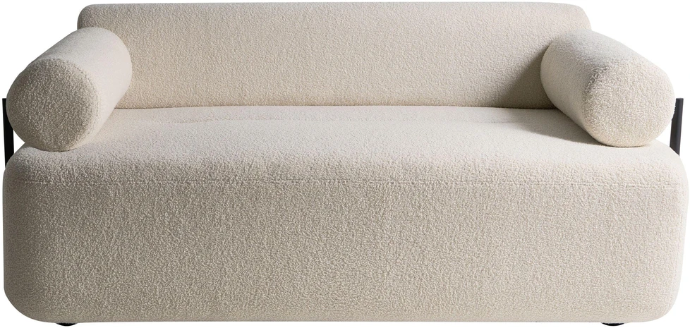 Beliani Dvivietė sofa ELVA Boucle, kreminė balta