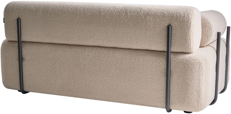 Beliani Dvivietė sofa ELVA, buklė audinys, smėlio spalva