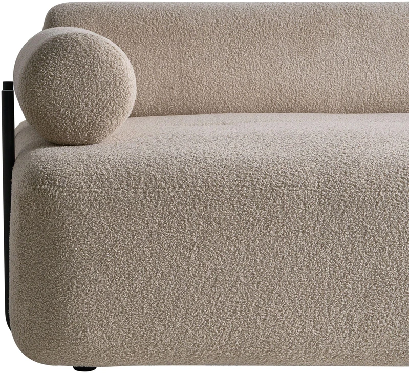 Beliani Dvivietė sofa ELVA, buklė audinys, smėlio spalva