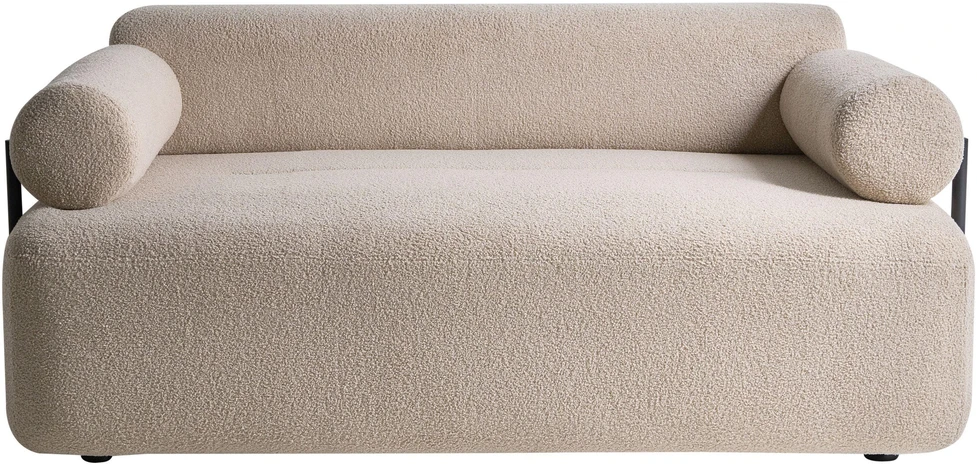 Beliani Dvivietė sofa ELVA, buklė audinys, smėlio spalva