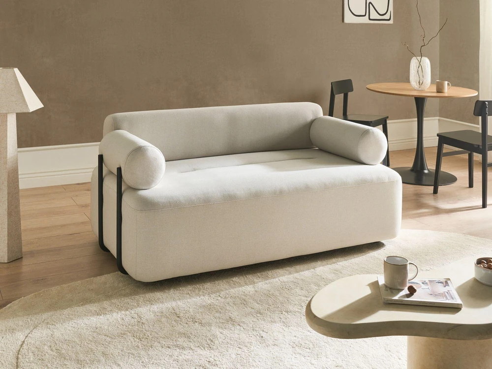 Beliani Dvivietė sofa ELVA, kreminė balta