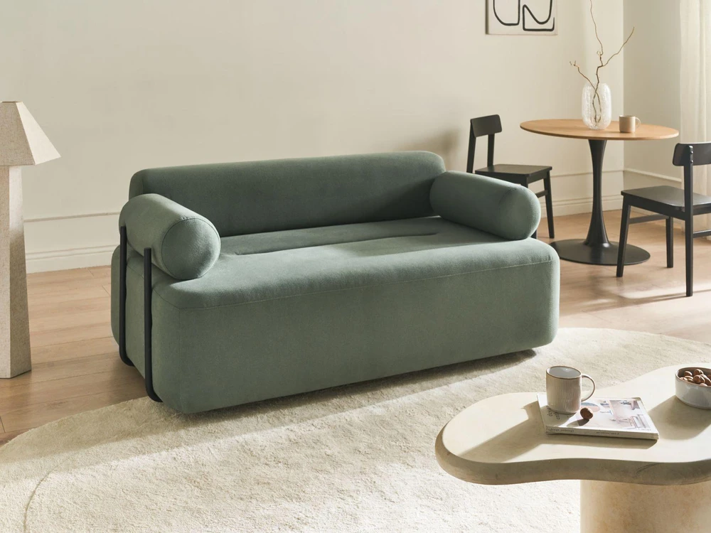 Beliani Dvivietė sofa ELVA šviesiai žalia