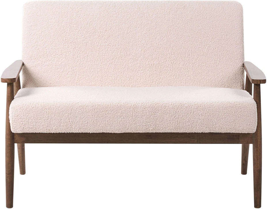 Beliani Dvivietė sofa ESRUM Boucle tamsiai ruda/smėlio spalvos