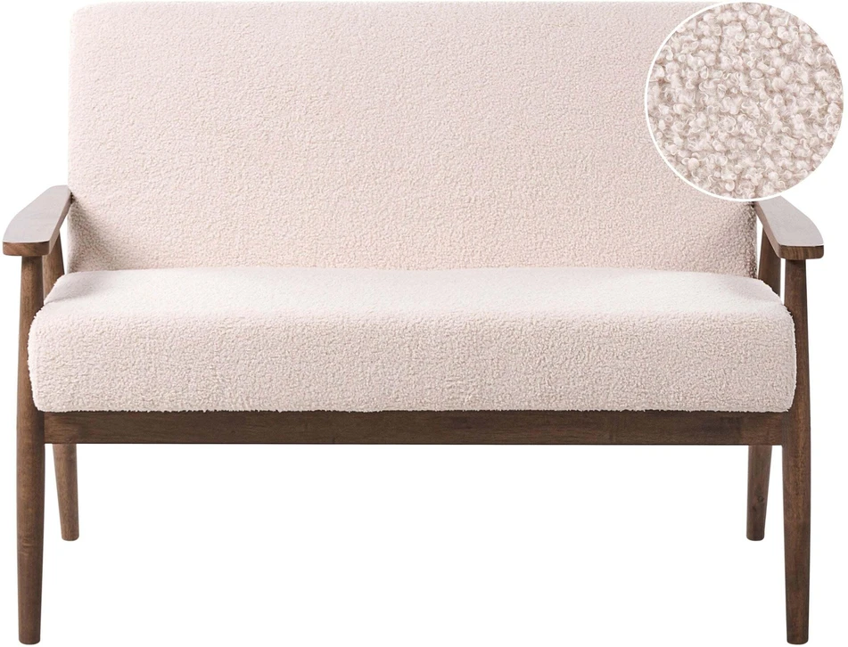 Beliani Dvivietė sofa ESRUM Boucle tamsiai ruda/smėlio spalvos