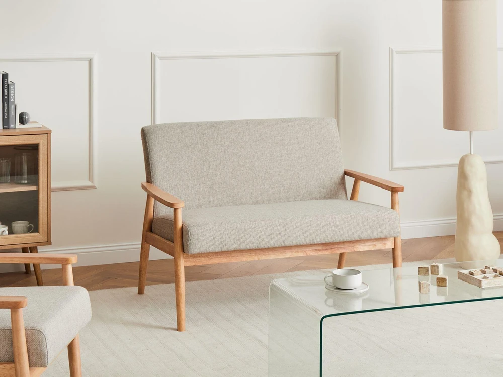 Beliani Dvivietė sofa ESRUM šviesiai ruda/pilka