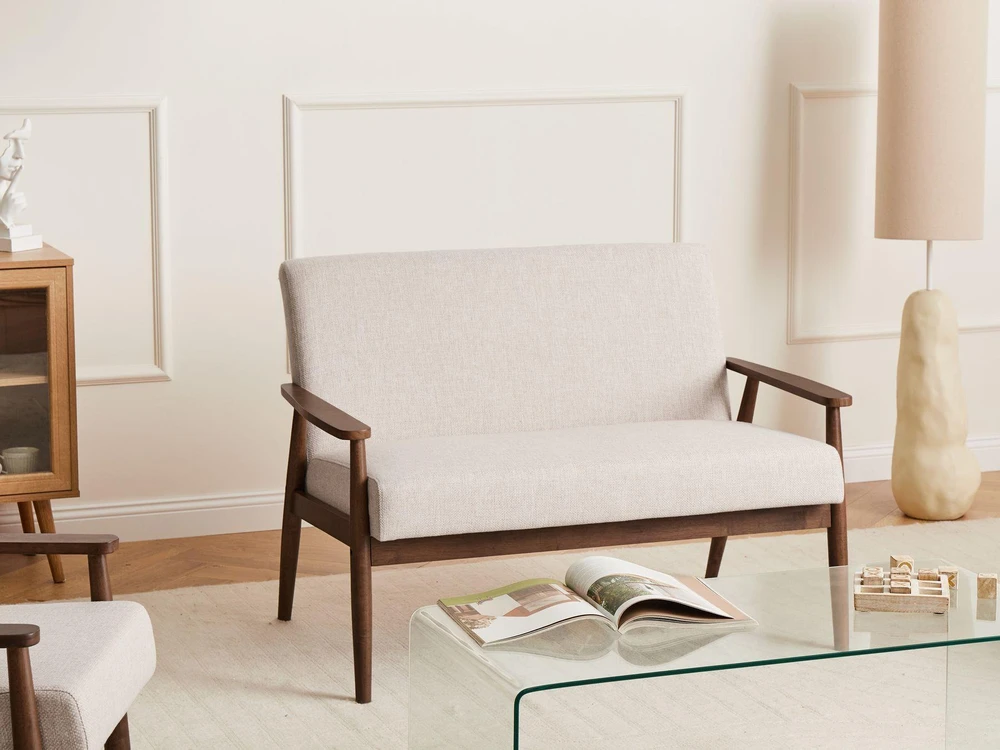 Beliani Dvivietė sofa ESRUM tamsiai ruda/smėlio spalvos