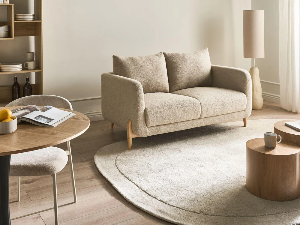 Beliani Dvivietė sofa GIMO Boucle smėlio spalvos