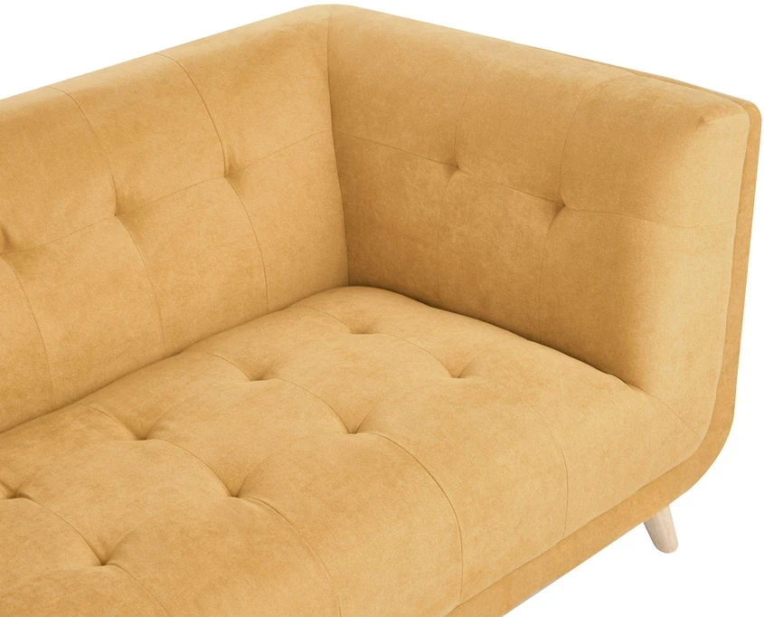 Beliani Dvivietė sofa HABO garstyčių spalvos