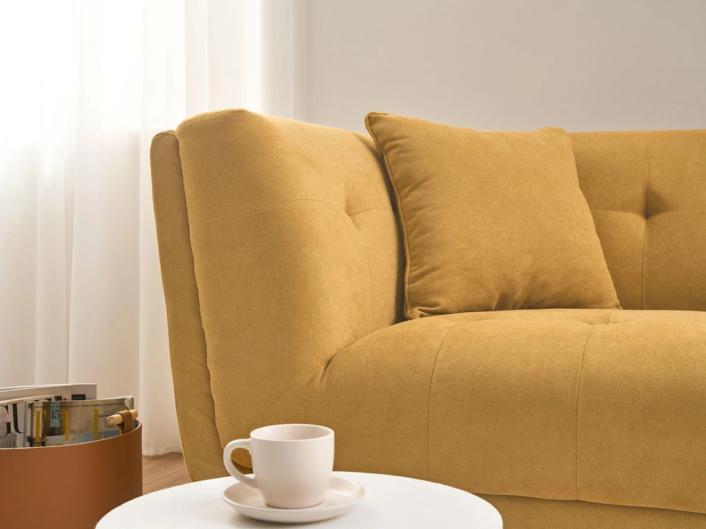 Beliani Dvivietė sofa HABO garstyčių spalvos