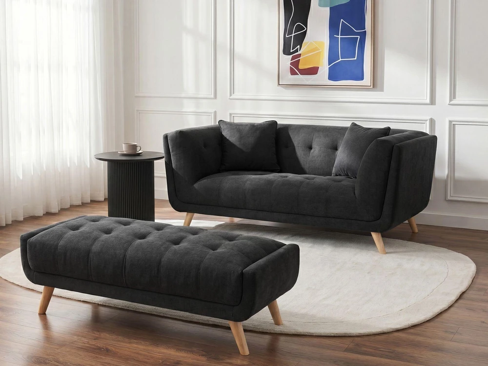 Beliani Dvivietė sofa HABO, juoda