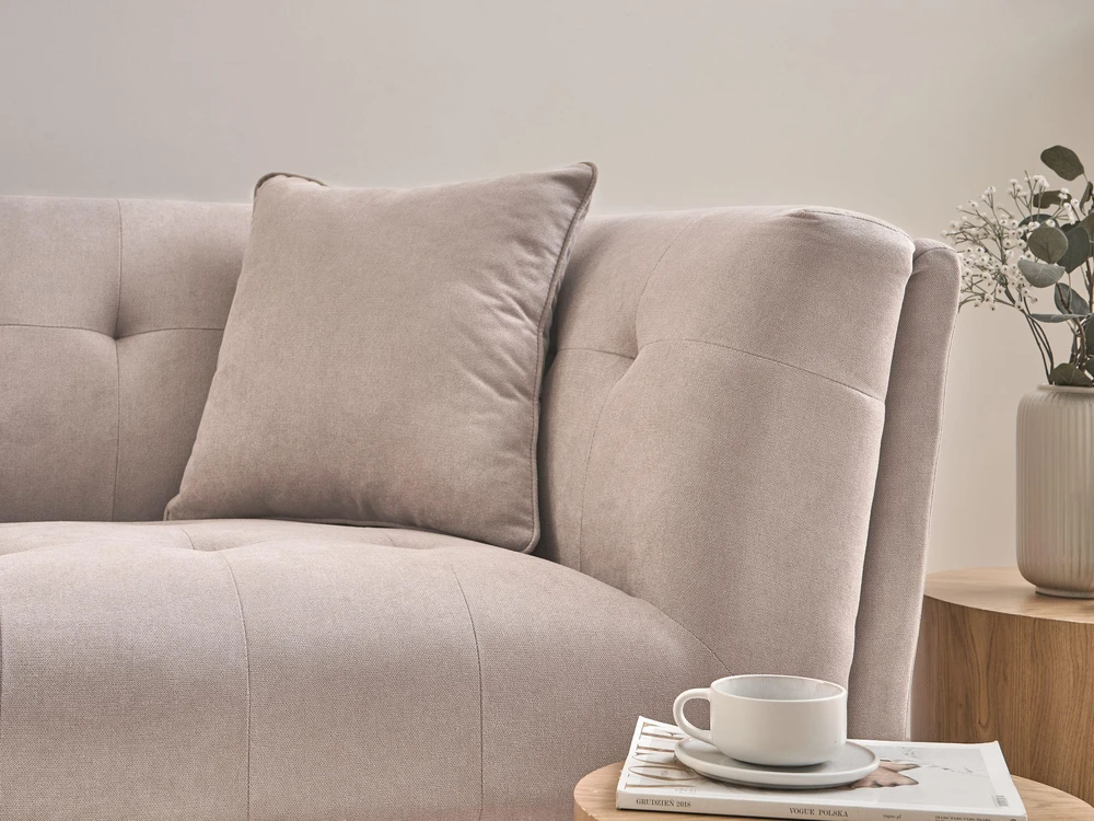 Beliani Dvivietė sofa HABO, smėlio ir pilkos spalvos, su otomane