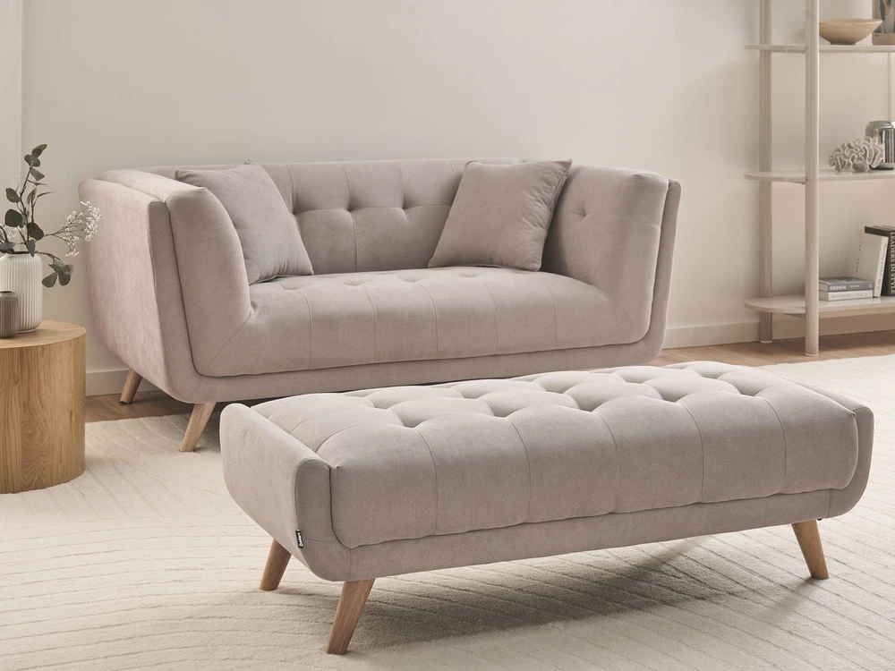 Beliani Dvivietė sofa HABO smėlio ir pilkos spalvos