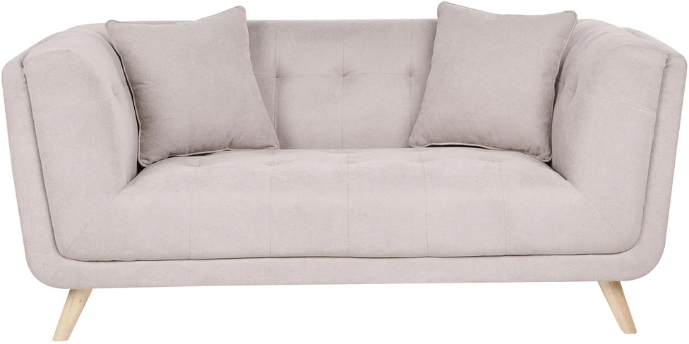 Beliani Dvivietė sofa HABO, smėlio ir pilkos spalvos, su otomane