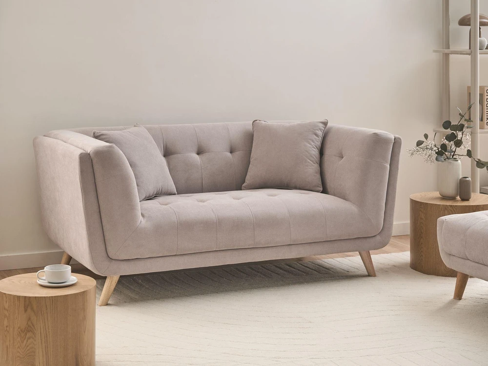 Beliani Dvivietė sofa HABO smėlio ir pilkos spalvos