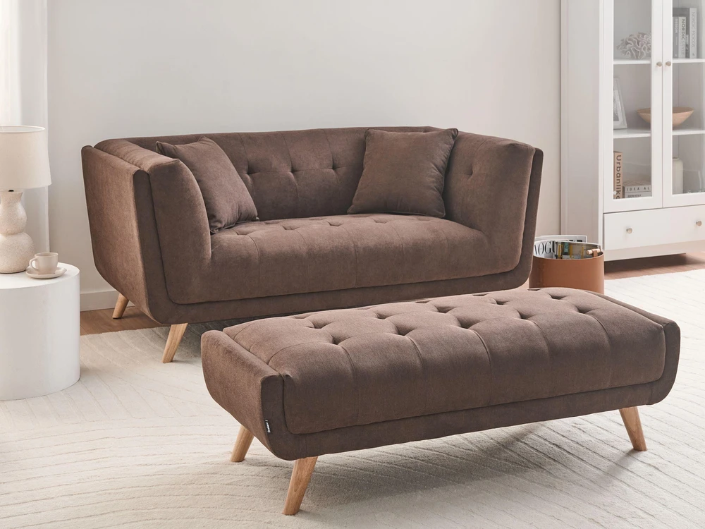 Beliani Dvivietė sofa HABO tamsiai ruda