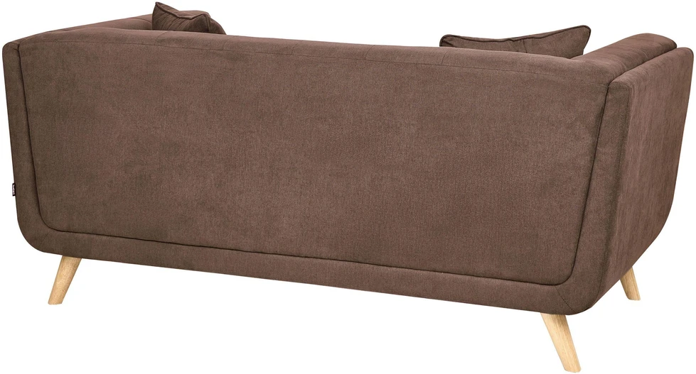 Beliani Dvivietė sofa HABO tamsiai ruda su pufu