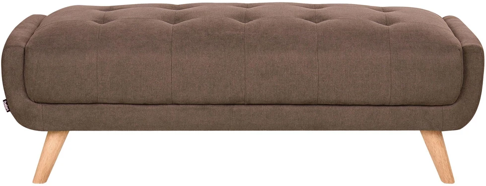 Beliani Dvivietė sofa HABO tamsiai ruda su pufu