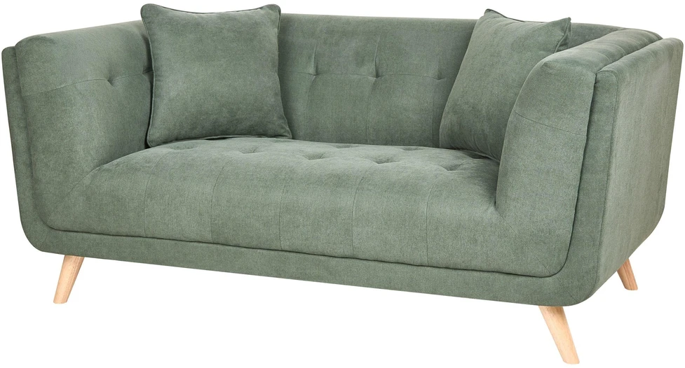 Beliani Dvivietė sofa HABO, žalia, su otomane