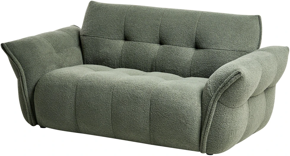 Beliani Dvivietė sofa HALBA Boucle Žalia