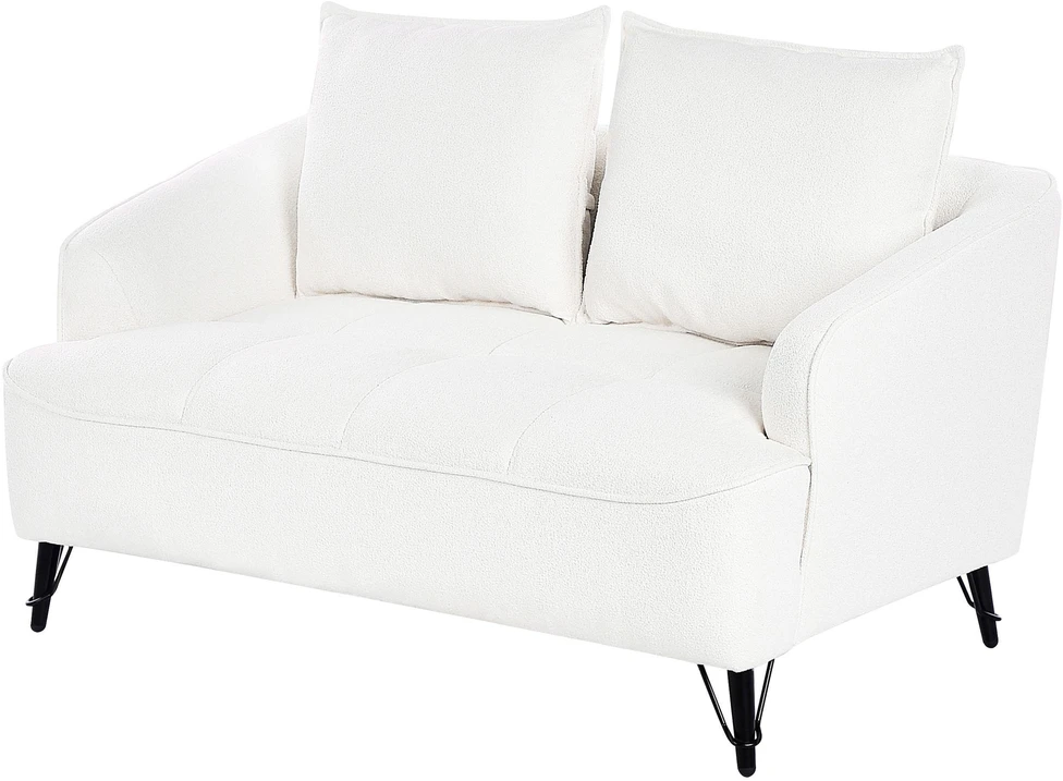 Beliani Dvivietė sofa HOBRO, boucle audinys, balta
