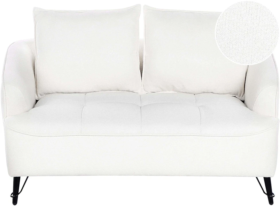 Beliani Dvivietė sofa HOBRO, boucle audinys, balta
