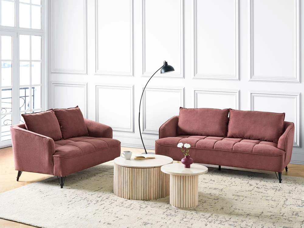 Beliani Dvivietė sofa HOBRO, burgundiška