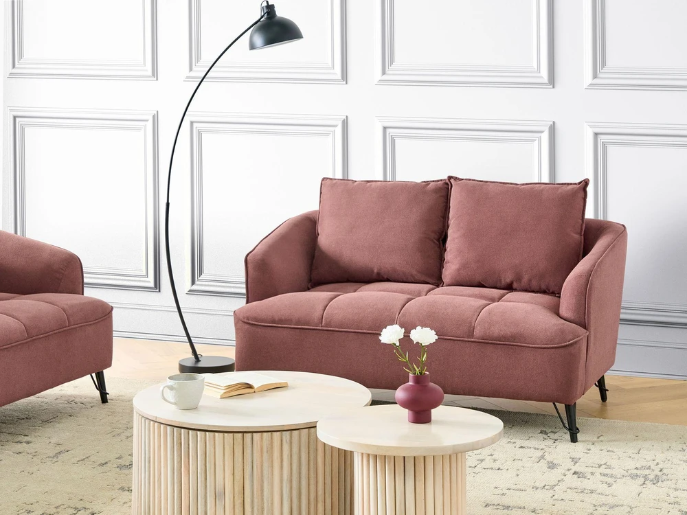 Beliani Dvivietė sofa HOBRO, burgundiška