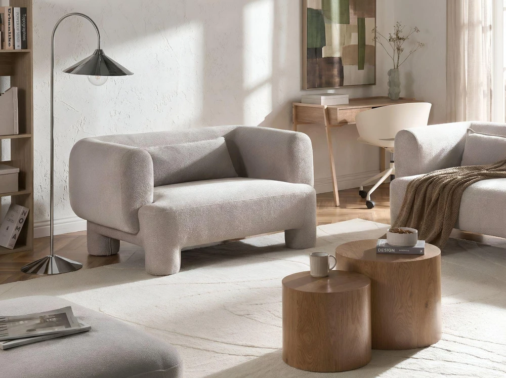 Beliani Dvivietė sofa HOGBO smėlio spalvos
