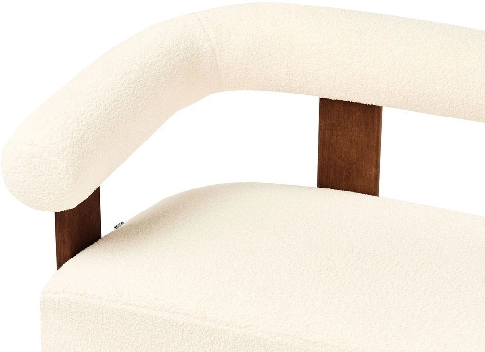 Beliani Dvivietė sofa ILBRO, ,,boucle“ audinys, kreminė balta / tamsiai ruda