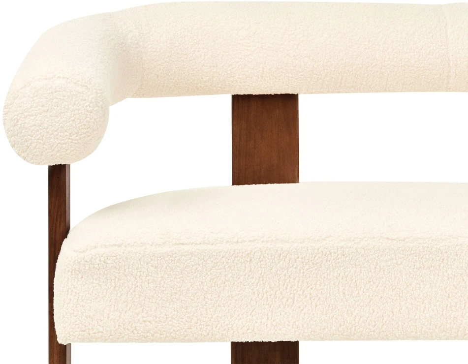 Beliani Dvivietė sofa ILBRO, ,,boucle“ audinys, kreminė balta / tamsiai ruda