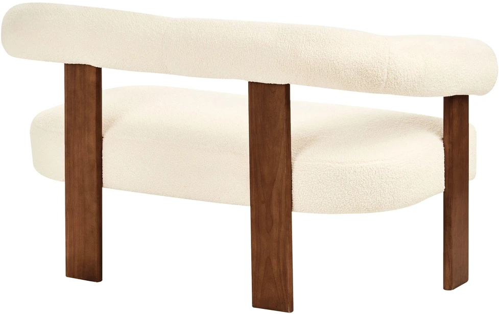 Beliani Dvivietė sofa ILBRO, ,,boucle“ audinys, kreminė balta / tamsiai ruda