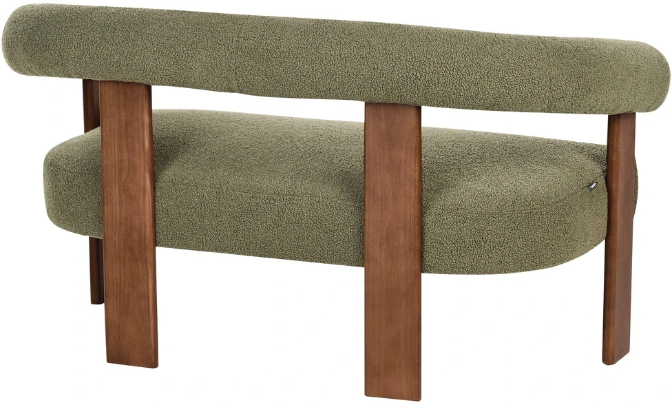 Beliani Dvivietė sofa ILBRO, bukli audinys, žalia/tamsiai ruda