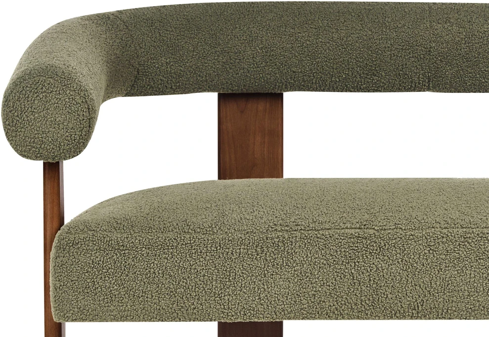 Beliani Dvivietė sofa ILBRO, bukli audinys, žalia/tamsiai ruda