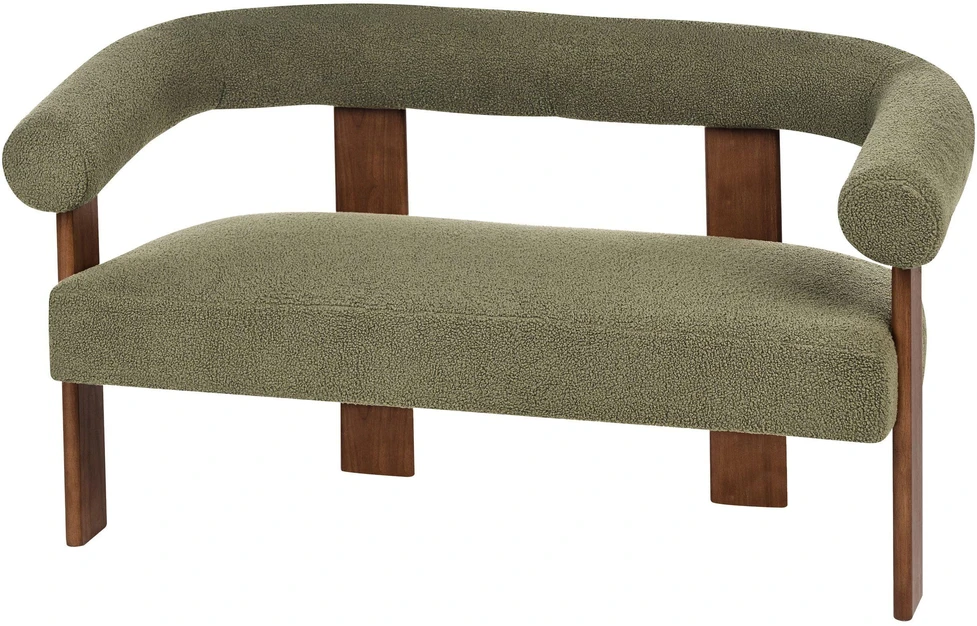 Beliani Dvivietė sofa ILBRO, bukli audinys, žalia/tamsiai ruda
