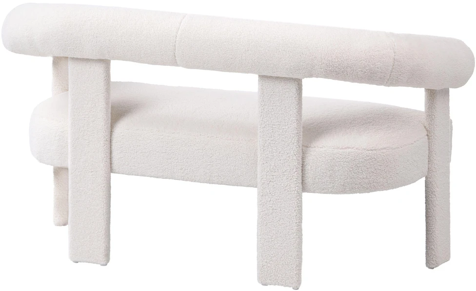 Beliani Dvivietė sofa ILBRO, bukliuotas audinys, dramblio kaulo spalva